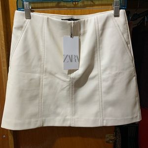 Zara Plether Cream Mini Skirt